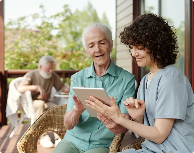 Digital care planning interface on tablet