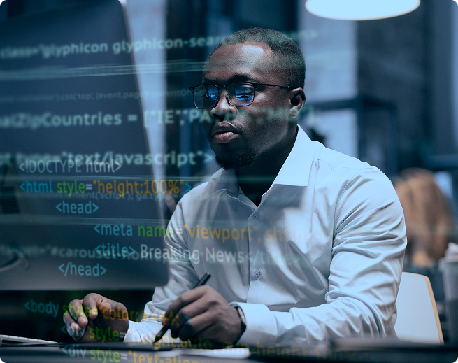 Developer working on backend code