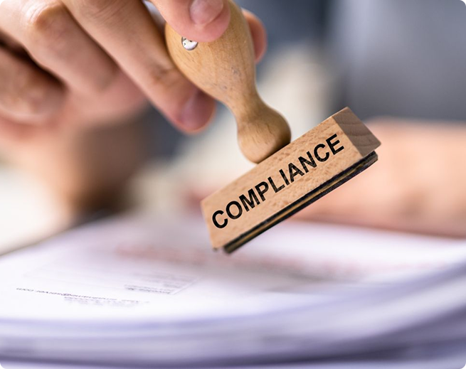 Compliance review dashboard on screen